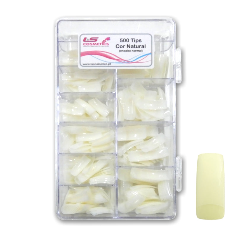 Caixa 500 Tips Cor Natural (encaixe normal)