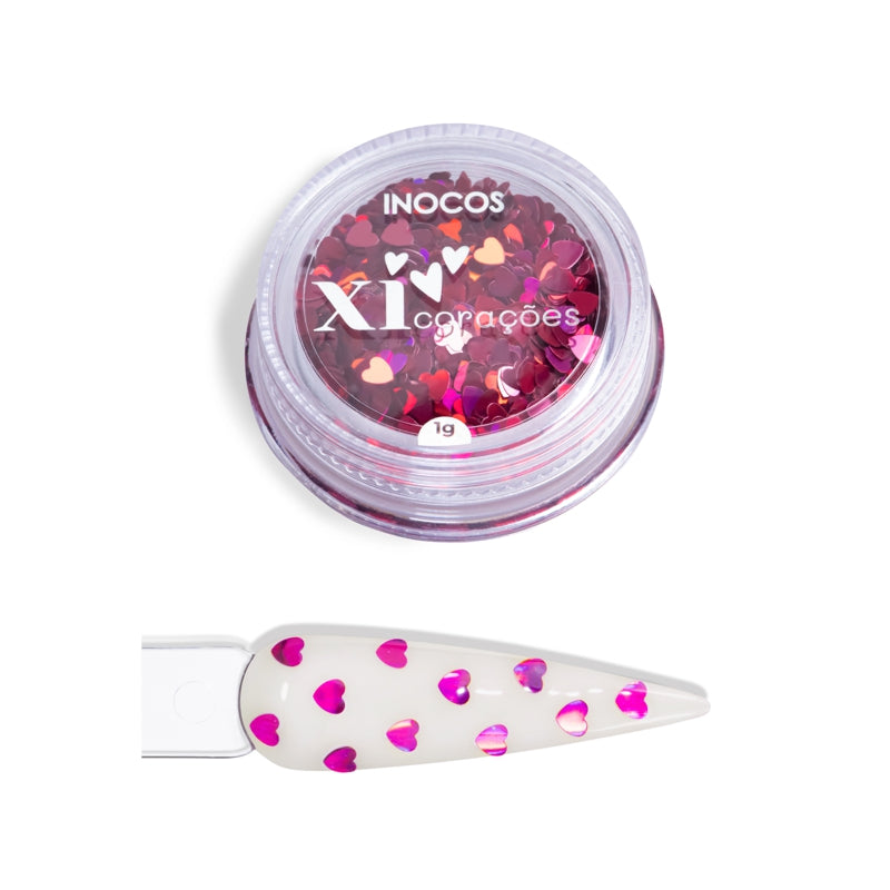 Glitter Inocos Xi Coração Rosa 1g